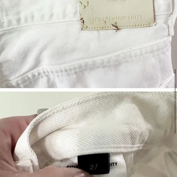 Citizens of Humanity Ayla Raw Hem Crop Jeans in Harlow White Size 27 - Picture 4 of 5